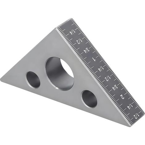 Triangular Ruler, 45/90 Degree Aluminum Alloy Angle Ruler, 3.7 x 2.7 x 0.6 Inch Frosted Right Angle Gauge, Measuring Instruments