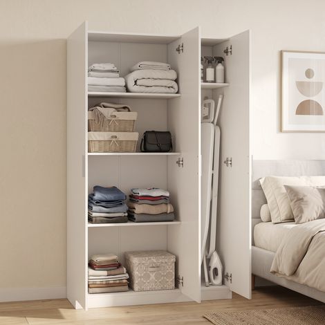 Armoire de chambre à 3 portes avec fermeture amortie 109 x 37 x 180 cm blanche (1/5)