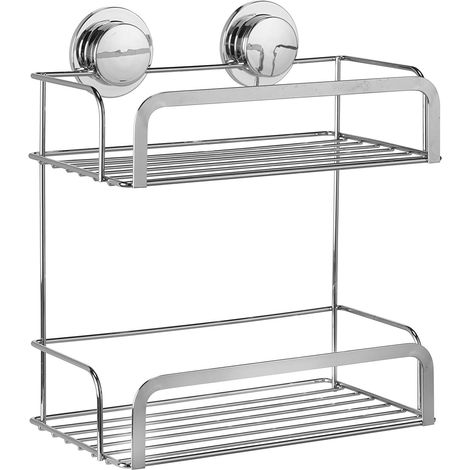 Croydex Stick n Lock Adhesive 2 Tier Shower Caddy Bathroom Storage Basket