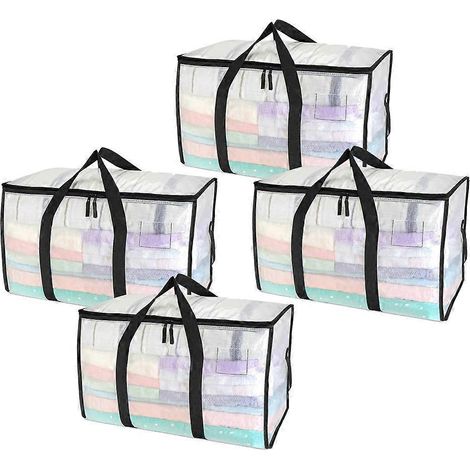 Sacs de déménagement transparents ultra-résistants - Lot de 4 sacs de rangement de 90 L (1/5)