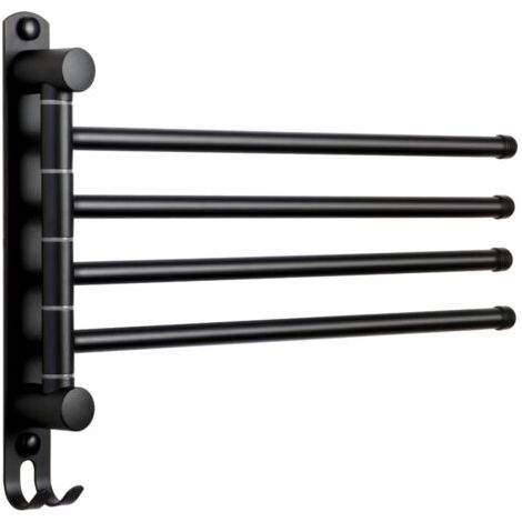 Porte-Serviettes Salle de Bain avec 4 Barres 180°Rotatives Sèche-Serviettes en Acier Inoxydable SUS304 Porte Serviette Murale pour Cuisine Lavabo- Noir (1/5)