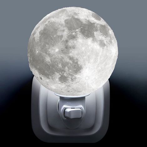 Lámpara de noche con forma de luna, plug, and, play, de 10,2 cm (aprox.), impresa en 3D con LED (1/4)