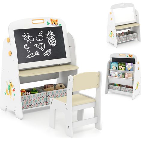 Chevalet enfant, tableau enfant,bureau enfant en bois,table enfant avec chaise,Chevalet d’art enfant,bureau et chaises pour enfants,table d'activité (1/5)