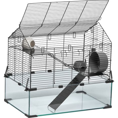 Mophorn Hamsterkäfig, 360° transparenter Sicht-Hamsterlebensraum, 22,8 x 15 x 21,3 Zoll, belüfteter Kleintierkäfig mit Wasserflasche für Ratten, Meerschweinchen