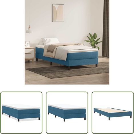 Samt -  Boxspringbett ohne Matratze Dunkelblau 100x220 cm Samt