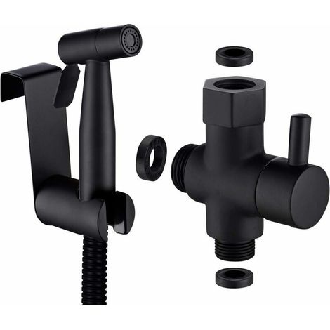 Kit de douche WC en acier inoxydable avec tuyau de douche de 1,2 m, noir (1/5)