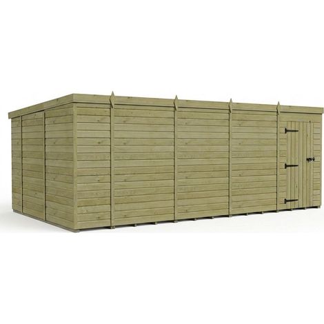 18ft x 10ft Pent Garden Shed Single Door No Windows - Pressure Treated Timber - L549 x W305 x H210 cm - Natural