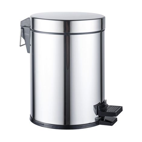 Fortifura Calvi - Poubelle à pédale - 5 litres - ronde - finition chromée (1/3)