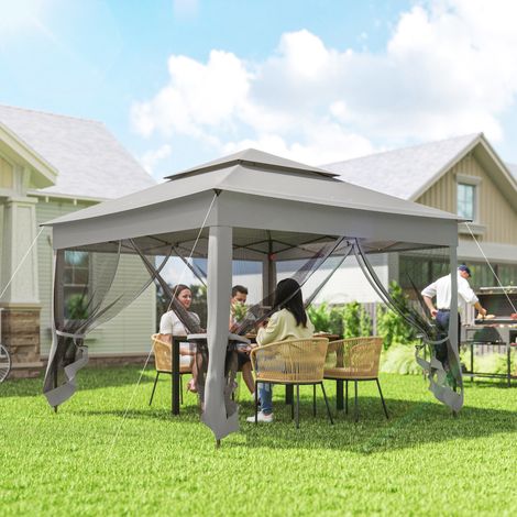 Tonnelle Barnum de Jardin Pop-up Pliant Acier Polyester imperméabilisé Anti UV moustiquaires + Sac de Transport (1/5)