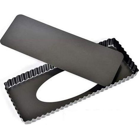 Moule à tarte rectangulaire, moule à quiche et tartelette, plat de cuisson antiadhésif, moule à pâtisserie, dimensions 35x11 cm, lot de 1, pour four, cuisine professionnelle. (1/4)