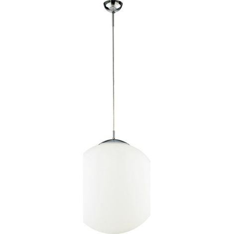 "Sospensione CITY in metallo cromato con diffusore in vetro bianco 45 cm." (1/3)