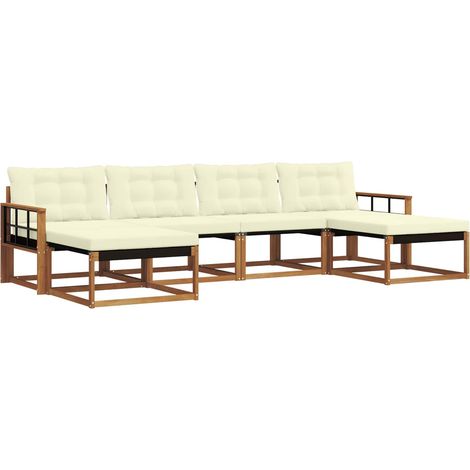 Outdoor Sofa Set with Cushion 6 pcs Natural and Cream vidaXL (1/5)