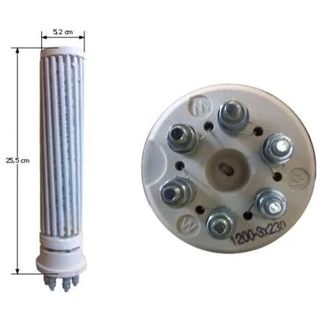 Résistance stéatite pour chauffe-eau 1200W – Diamètre 52mm – Longueur 255mm – Monophasé et triphasé pour chauffage efficace