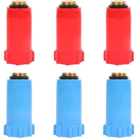 Bouchons de Construction 1/2" 6 Pièces Rouge et Bleu Bouchon Tuyau Plomberie,Bouchon Tuyauterie,avec Filetage en Laiton et Joint à Anneau Zéro,pour Installation de Conduite d'eau (1/5)