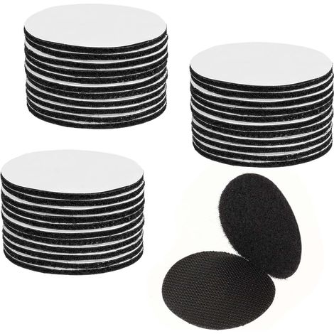 Nastro adesivo extra forte, 20 coppie di punti adesivi rotondi da 50 mm, neri, fissaggio autoadesivo per tessuti, per fissare lenzuola, divani e tappeti. (1/5)