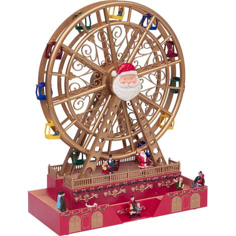 Fééric Lights And Christmas – Grande roue père noël lumineuse et musicale 38x17x49cm – Poids 1,5kg – 68 LED multicolores – Pour intérieur uniquement