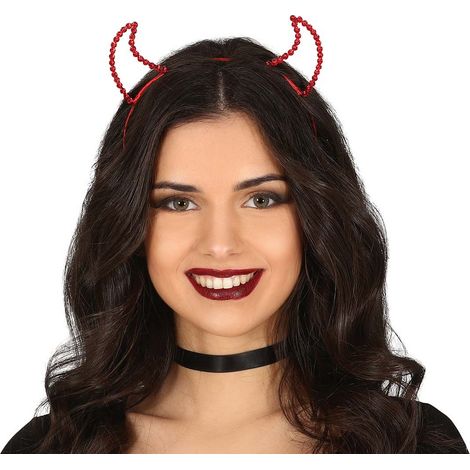 Serre-tête cornes de diable à paillettes rouges pour enterrement de vie de jeune fille (1/3)