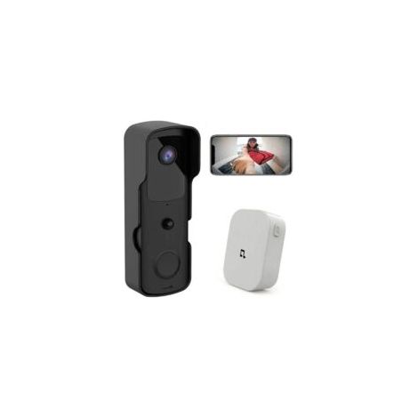 Sonnette sans Fil avec Camera 1080P Extérieure Étanche Sonnette Connectée WiFi Visiophone avec Carillon Batterie Rechargeable Audio Bidirectionnel Vision Nocturne Détection de Mouvement Noir