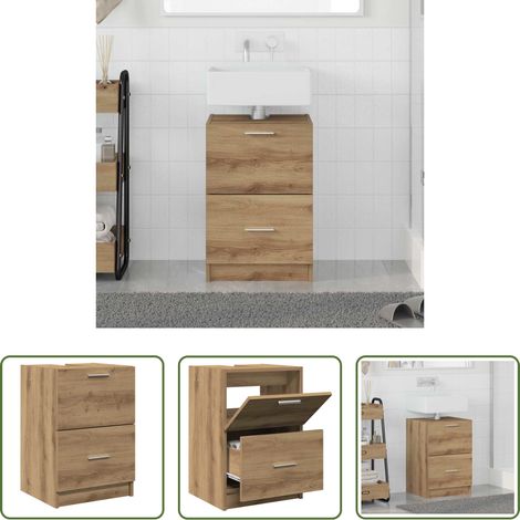 vidaXL Meuble de salle de bain - Cabinet de salle de bain Chêne artisanal 40 x 37 x 59 cm (1/5)