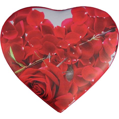 Trade Shop - Pouf Scatola Portaoggetti Puff Poggiapiedi A Forma Di Cuore In Ecopelle Rose -