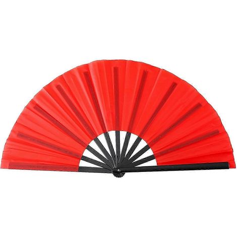 Éventail pliant uni, robuste et léger, style rétro, style Kung Fu, Tai Chi, danse chinoise-Red