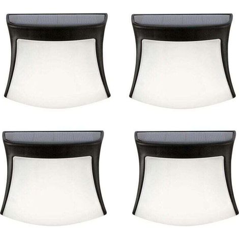 Lampe Solaire Extérieure, Lampe Solaire Murale 3 LED Étanche Éclairage de Sécurité Sans Fil Lampe Solaire de Jardin pour Patio, Cour, Maison, Allée, Escaliers (Pack de 4) - RW (1/5)