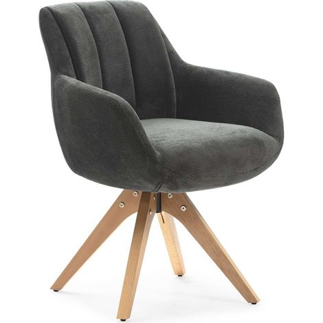 Pack de 2 sillones giratorios modelo Jan tapizado textil gris antracita, 85cm(alto) 60cm(ancho) 62cm(largo) (1/5)