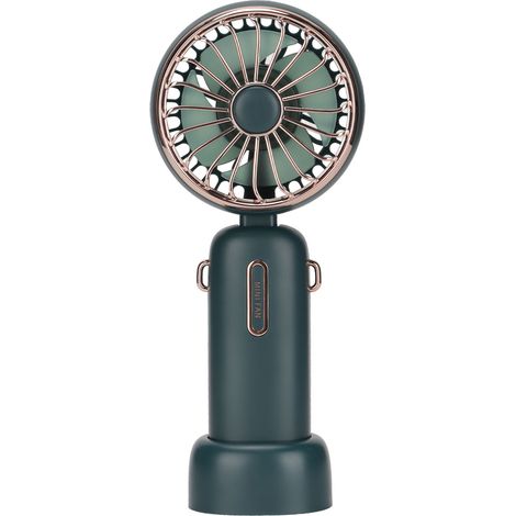Tragbarer Ventilator mit 4800 mAh, klein, faltbar und verstellbar, mit abnehmbarem Kabel, ideal für Reisen, den Innen- und Außenbereich (grün). (1/5)
