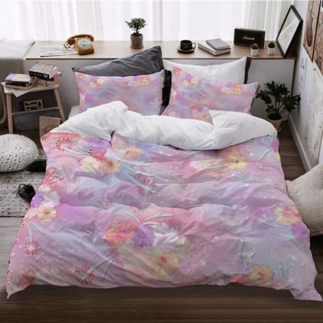 1 Parure de lit 3 pièces, housse de couette 140x200cm, 2 taies 50x75cm, polyester, lit une personne