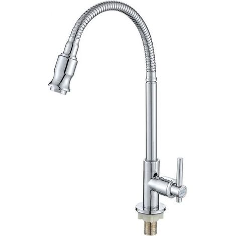 360 Rotatif Cuisine Bar Salle de Bains Robinet d'évier Simple Eau Froide Cou Flexible Salle de Lavage Jardin extérieur Robinet d'application (1/5)