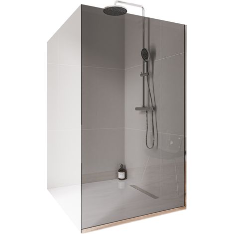 BERNSTEIN - Parete doccia walk-in 70x200cm, vetro fumé NANO 10mm, profilo a parete + pavimento cromato - EX102 700 mm, Con profilo a pavimento