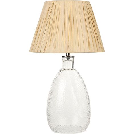 Lampada da comodino in vetro con paralume in corda di canapa stile naturale Blanco