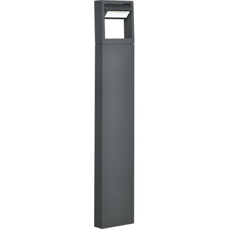 Lampe de jardin, borne lumineuse avec éclairage LED blanc chaud, inclinaison réglable, étanche IP65, en aluminium, pour usage extérieur, gris foncé