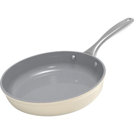 28cm Poele Induction, Grande Poêle à Frire Anti Adhesive Ceramique, Anti-Rayures Poêle Compatible Lave-Vaisselle, Sans PFOA et Sans PTFE, Blanc Laiteux (1/5)