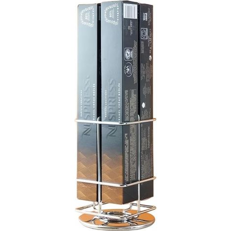 Porte-capsules de café rotatif pour 40 capsules Nespresso, support de rangement en fer argenté.