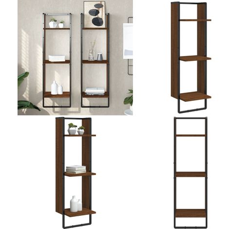 Étagère murale 3 niveaux chêne marron 30x25x100 cm - Étagère Murale - Étagère Flottante - Rangement Mural - Décoration Murale - Meuble Design - Home & Living (1/5)