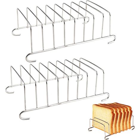 2 pièces - Grille-pain - Grille-pain en acier inoxydable - Grille de cuisson/vapeur - Grille de cuisson carrée/grille de cuisson vapeur - Argent (1/5)
