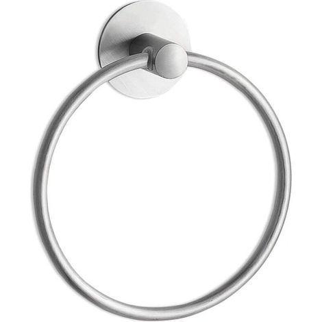 Porte Serviette Salle de Bain Adhesif Anneau Porte-Serviettes sans Clou, Pose Murale sans Dégats, Inoxydable, Finition Brossée (1/5)