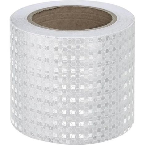 Ruban Réfléchissant Blanc, 10 cm x 10 m, Bandes D'avertissement de Sécurité Réfléchissantes, Autocollants Auto-adhésifs pour Voiture, Camion, Moto, Bateau, Vélo, Remorque (1/5)