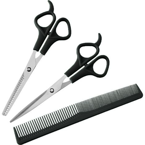 Ciseaux À Cheveux - Lame Acier Inoxydable Affûtée - Pour Coiffure Maison Salon Barbershop Animaux - Lot De 3 (1/5)