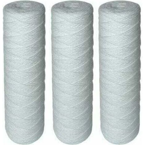 Lot de 3 cartouches de filtration à eau bobinées - Filtre les sédiments jusqu\'à 5 microns - Taille standard universelle 10" - Résistant aux hautes températures - Cartouches bobinées (1/5)