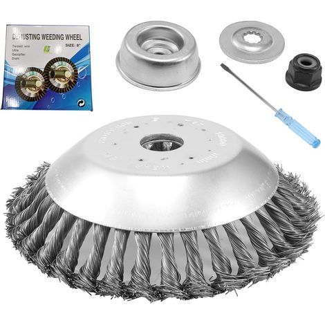 Tête Brosse Désherbage pour Débroussailleuse, avec Contre-écrou plateau désherbage en fil d'acier 8 pouce (1/5)