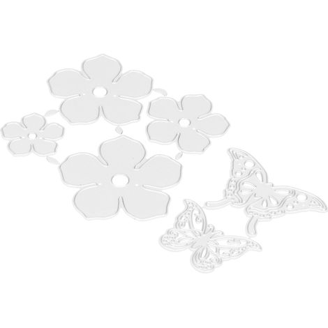 Matrice de découpe en métal à embosser soi-même, en acier au carbone, pour papier et cartes : motif fleur et papillon 3D. (1/5)
