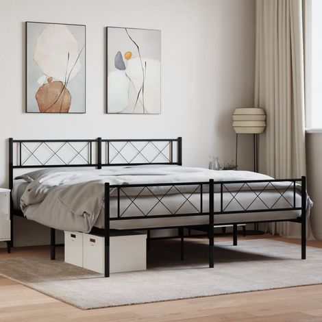Estructura cama sin colchón con estribo metal negro 120x190 cm vidaXL (1/5)