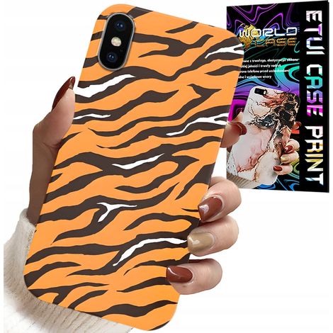 Custodia per iPhone X / XS - cover posteriore con stampa a strisce di tigre + vetro (1/5)