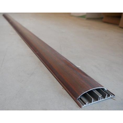 Passage de plancher 90x20mm finition bois acajou – Adhésif pour fixation rapide – Couvercle arrondi – 4 compartiments pour fils et câbles – Protec
