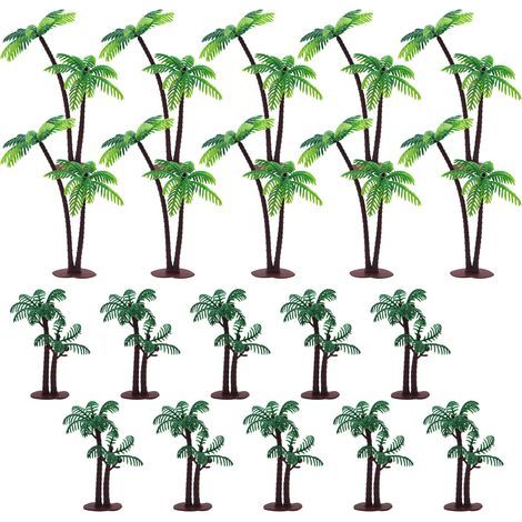 20 Pièces Modèle de Paysage Palmiers Miniatures 14/8.5 cm Palmiers Modèle Cocotier Mini en Plastique Palmier pour DIY Paysage Table de Sable Jardins Miniatures Décoration de Gâteaux (1/5)