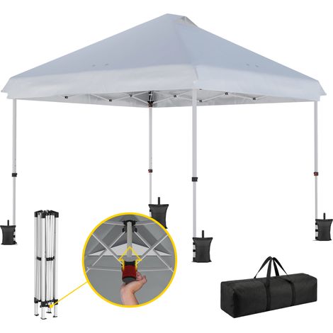 Gartenpavillon 3x3 m, faltbares Pop-up-Dach, Räder, UV-Schutz 50+, höhenverstellbar, weiß