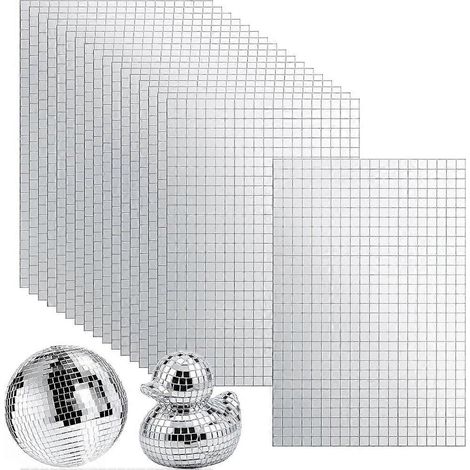 Lot de 10 800 carreaux de mosaïque miroir auto-adhésifs, 18 feuilles de carreaux miroir, bandes adhésives carrées de 5 x 5 mm en forme de mini boules disco (1/5)