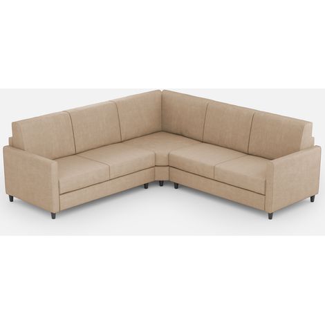 Canapé d'angle moderne italien tissu beige Korane - 5 tailles 221x221 cm-Taille 221x221 cm (1/5)